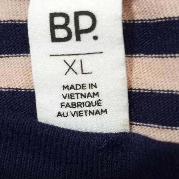 BP NAVY BLUE|PINK HOIZONTAL STRIPED SWEATSHIRT PUFF SLEEVES WOMEN SIZE XL - Picture 5 of 10
